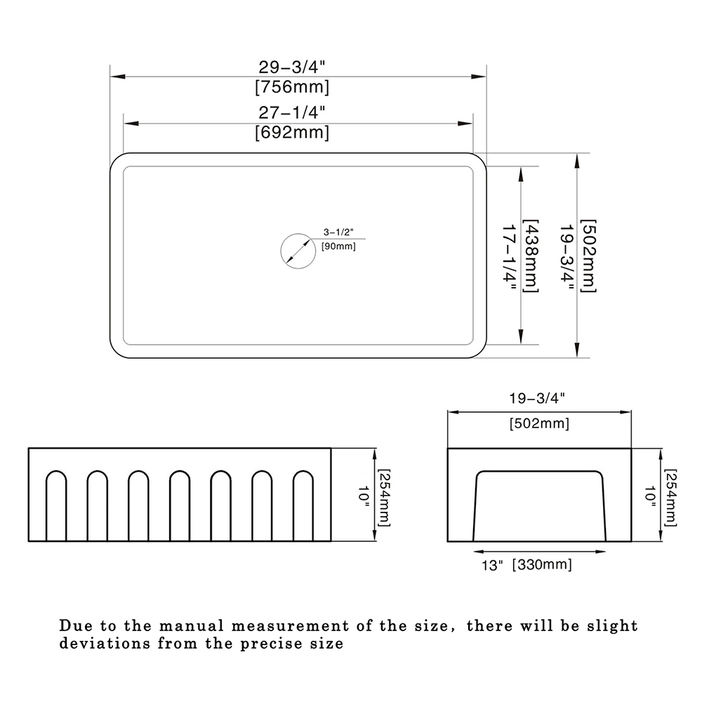 Évier de cuisine rectangulaire réversible en argile réfractaire à cuve unique Farmhouse de 30 x 20 pouces
