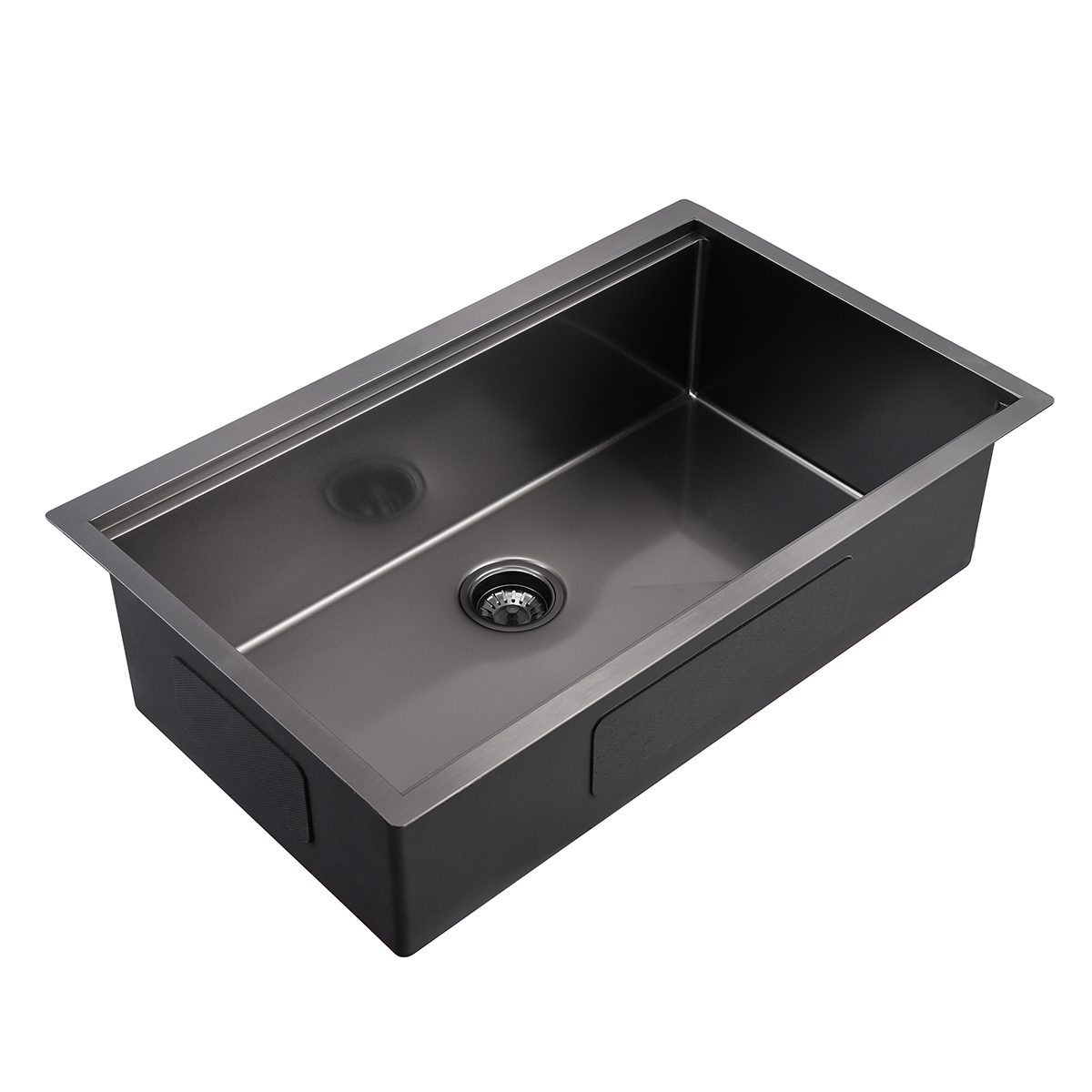 Évier de cuisine en acier inoxydable 304 fait à la main de 32 pouces en acier inoxydable noir PVD avec rebord