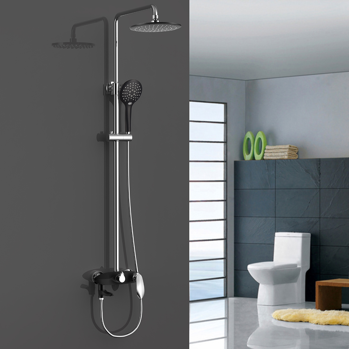 Ensemble de robinet de système de douche de pluie de robinet en laiton de salle de bains