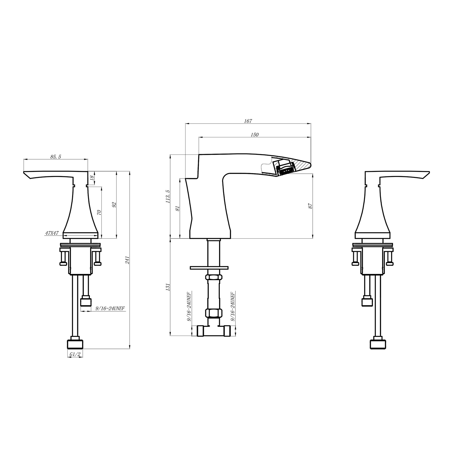 Robinet d'eau de salle de bain à double poignée répandu