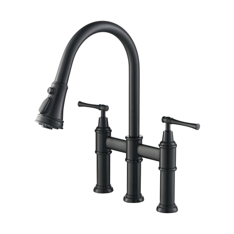 Robinet de cuisine pont d'eau potable noir mat avec pulvérisateur rétractable