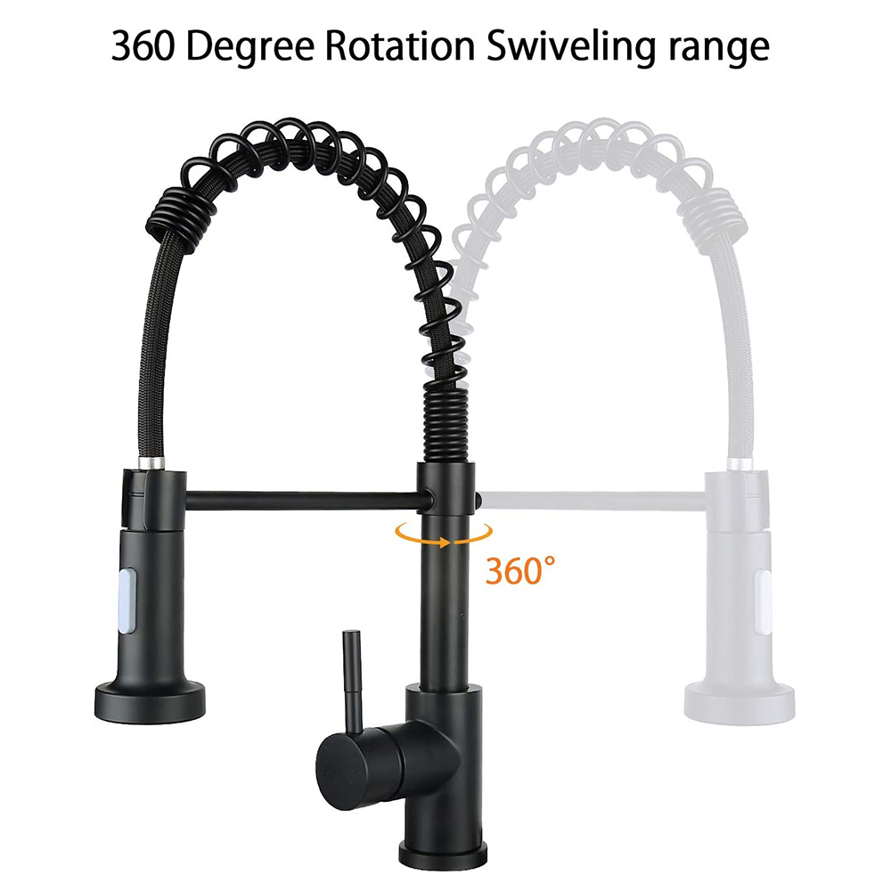 Aquacubic CUPC Robinet d'évier de cuisine à poignée unique noir mat de haute qualité