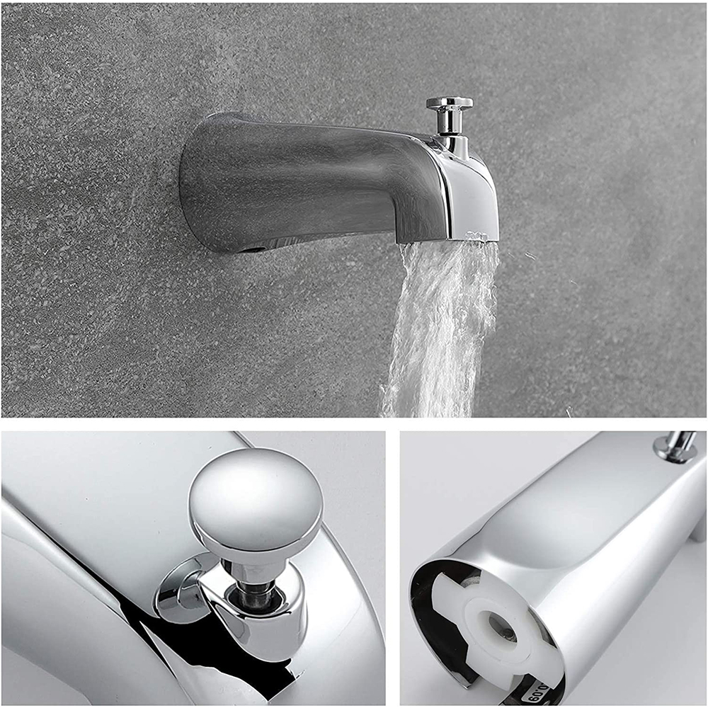 Kit de garniture de douche à poignée unique en chrome poli certifié Aquacubic cUPC avec valve avec bec de baignoire